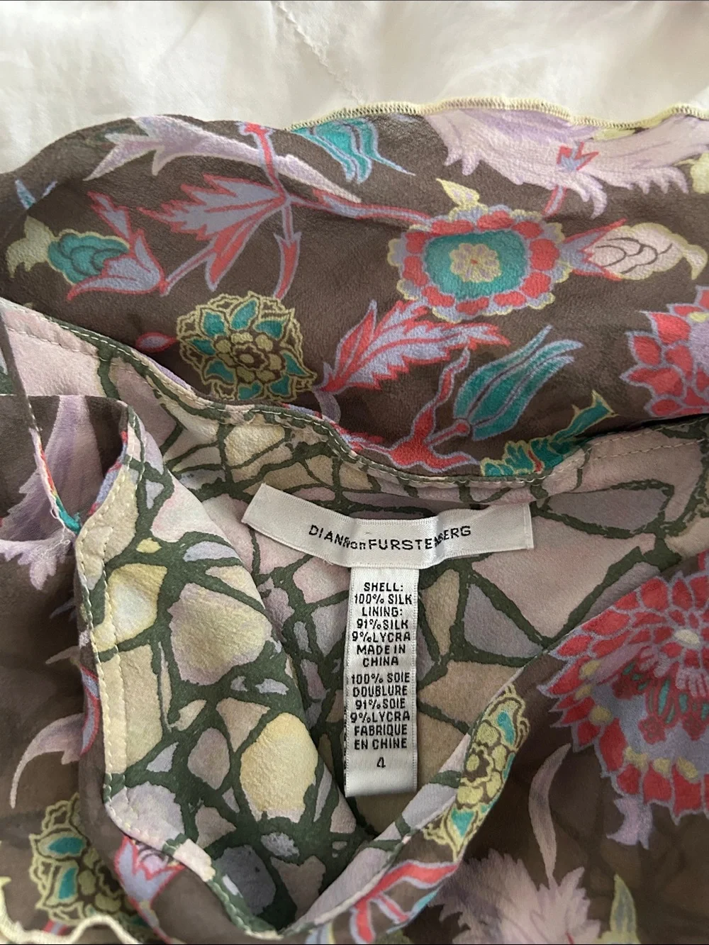 Vintage Diane Von Furstenberg Mini Dress with Purple and Teal Floral Print - Picture 2 of 3